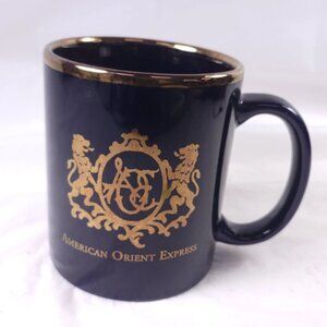 Express Vintage Coffee Cup Tea Mug Blue Gold Accent